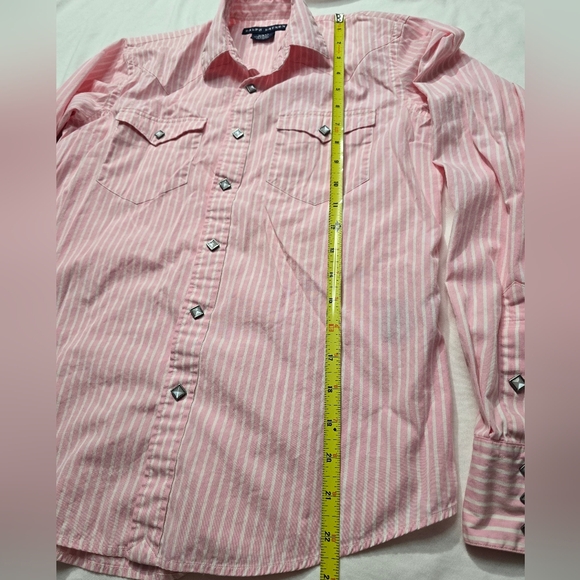 Ralph Lauren Slim Fit PinkWhite Striped Western Long Sleeve Snap Down Shirt Sz 4 - Picture 8 of 11